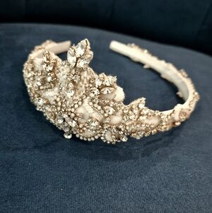 New Crystal Rhinestone Beaded Lace Bridal Wedding Headband